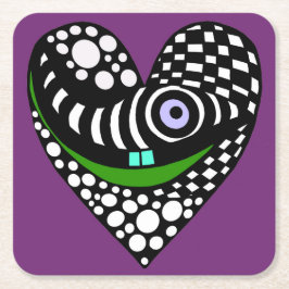 Svartvit abstrakt på lila underlägg papper kvadrat