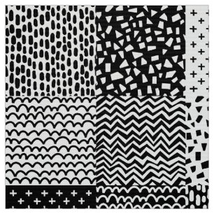 Svartvit abstrakt Patchwork - Tyg