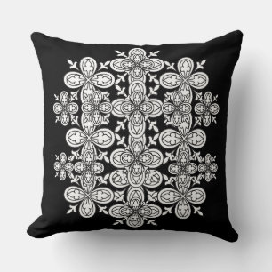 Svartvit Abstrakt Petals Pillow 2 Färg Kudde