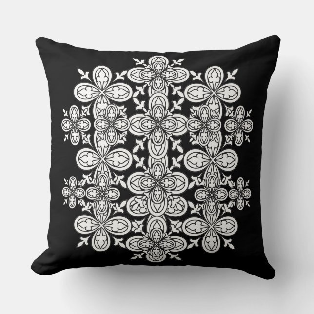 Svartvit Abstrakt Petals Pillow 2 Färg Kudde (Framsida)