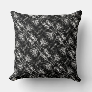 Svartvit Abstrakt Rand Pillow Kudde