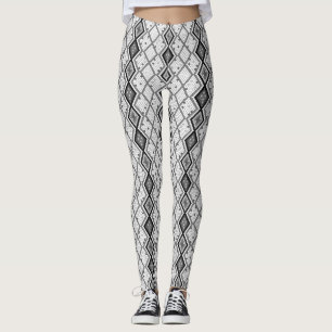 Svartvit Abstrakt Snake Skin Mönster Leggings