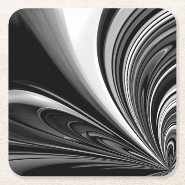 Svartvit Abstrakt Underlägg Papper Kvadrat (Framsidan)