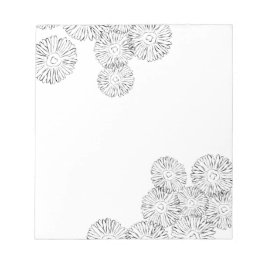 Svartvit abstrakt vår blommor anteckningsblock