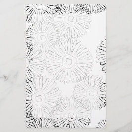 Svartvit abstrakt vår blommor brevpapper