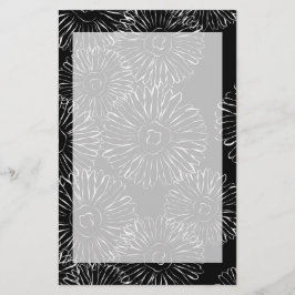 Svartvit abstrakt vår blommor brevpapper