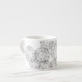 Svartvit abstrakt vår blommor espressomugg