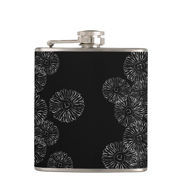 Svartvit abstrakt vår blommor fickplunta (Framsidan)