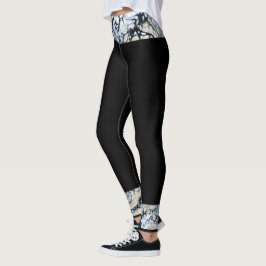 Svartvit Abstrakt Waist Ankle gräns Leggings