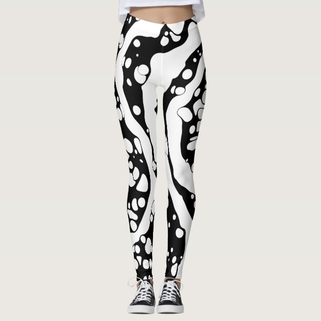 Svartvit abstraktion leggings (Framsida)