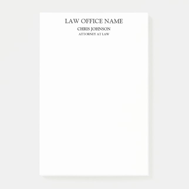 Svartvit advokat vid Law Business Profile Post-it Block (Framsida)
