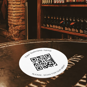 Svartvit affärs-pub-restaurangmenyns qr-kod underlägg papper rund