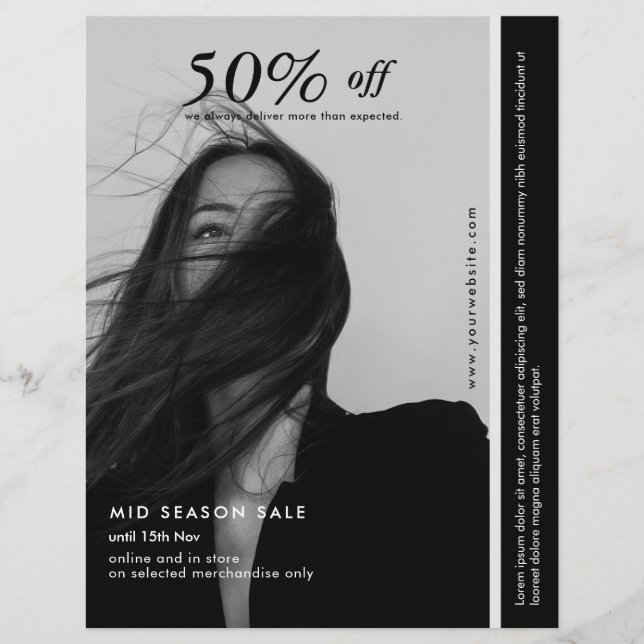 Svartvit affärsFlyer Reklamblad (Framsidan)