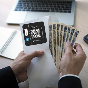 Svartvit affärskod namn qr länkedin fyrkantigt klistermärke