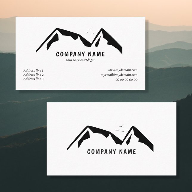 Svartvit Affärskort med berg Visitkort (Black & White Business Card with Mountains)
