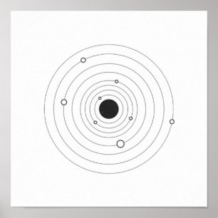 Svartvit affisch för Minimalist sol- system