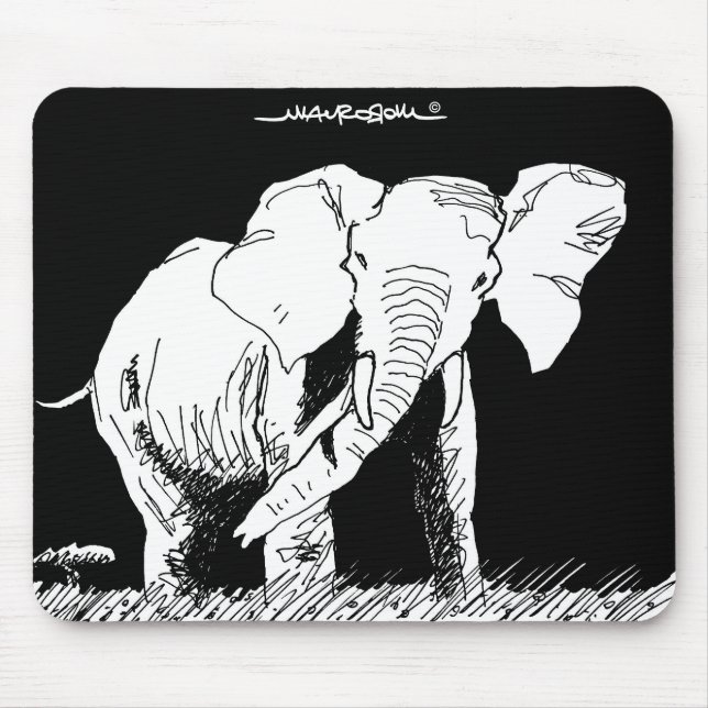 Svartvit afrikansk elefant i Gabon Musmatta (Framsidan)