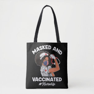 Svartvit, afrikansk, maskerad och vaccinerad, afri tygkasse