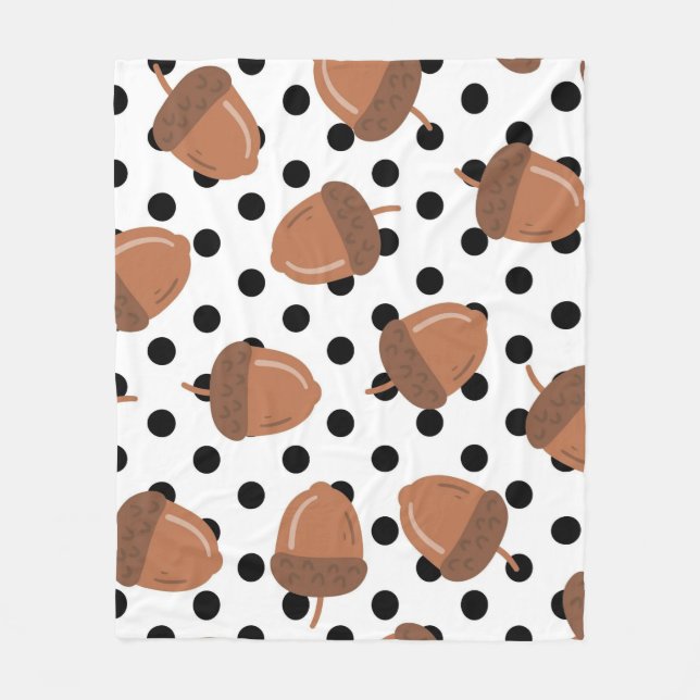 Svartvit akorn, botaniskt polkuddfall Mysigt fall Fleecefilt (Framsidan)