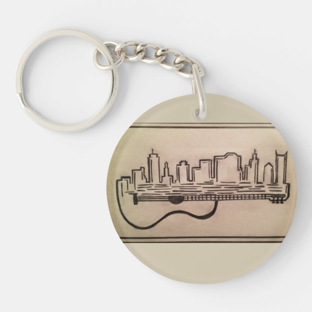 Svartvit "akustisk horisont" Keychain (Framsidan)