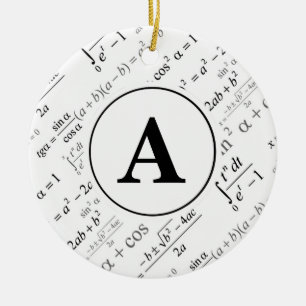 Svartvit Algebra Math Monogram Initial Julgransprydnad Keramik