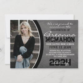 Svartvit alkboard Studenten-meddelande Inbjudningar