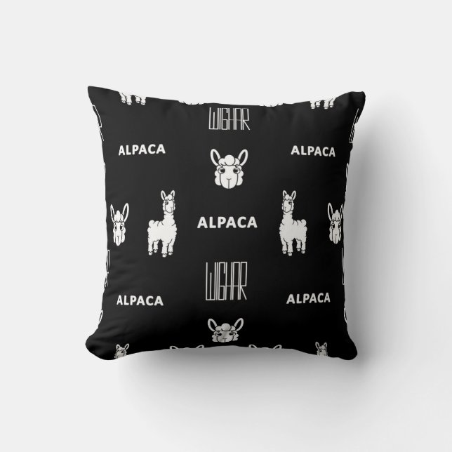 Svartvit Alpaca Baby Pillow med Wighar Kudde (Framsida)