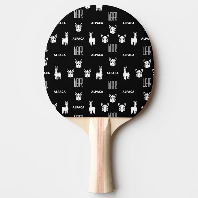 Svartvit Alpaca Ping Pong Paddle med Wighar Pingisracket (Framsidan)