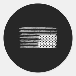 Svartvit amerikansk Flagga finns kvar upp och ned Runt Klistermärke