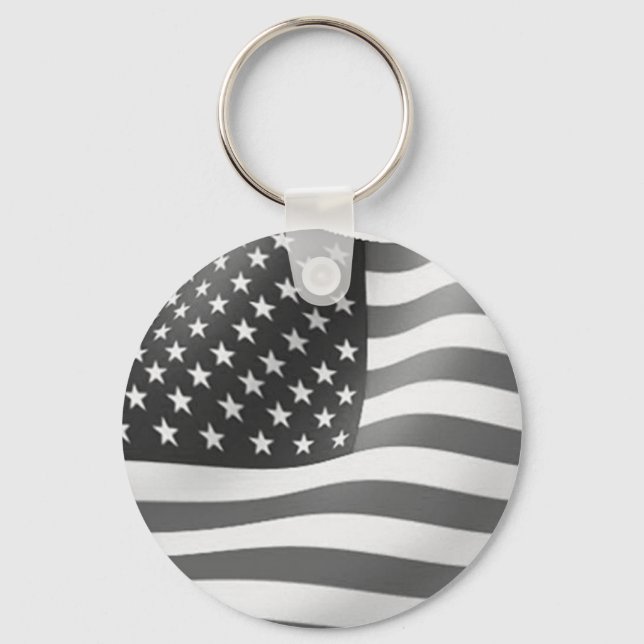svartvit amerikansk flagga nyckelring (Framsida)