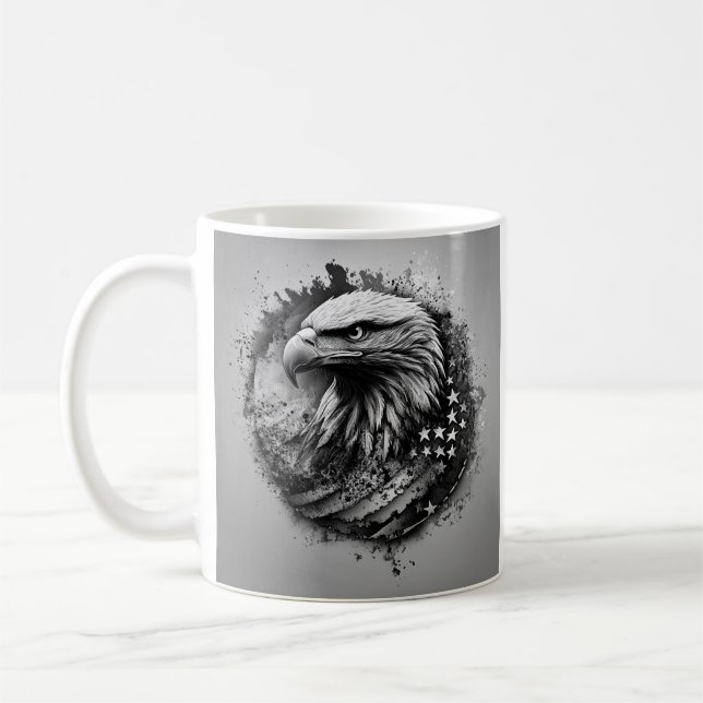 Svartvit amerikansk flagga örn kaffemugg (Vänster)