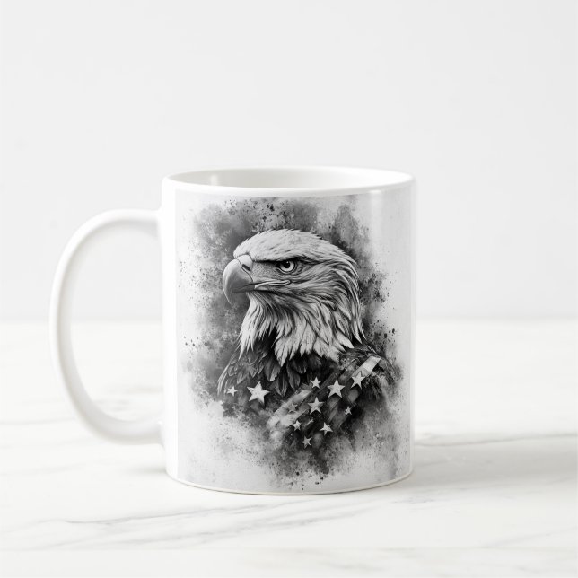 Svartvit amerikansk flagga örn kaffemugg (Vänster)