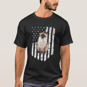 Svartvit amerikansk Flagga siamese 4 juli katt T Shirt