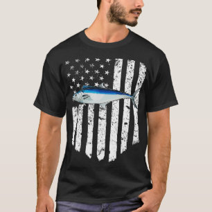 Svartvit amerikansk Flagga Spansk makerel 4:e T Shirt