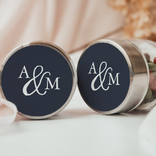 Svartvit Ampersand Monogram Bröllop Runt Klistermärke