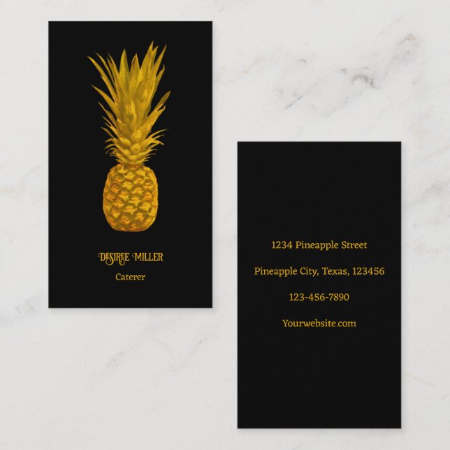 Svartvit ananas av den tropiska Eleganten Guld Visitkort (Fram/baksida)