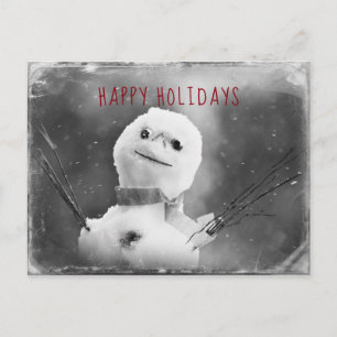Svartvit, ändrad Snögubbe Helgdag Vykort