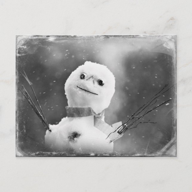 Svartvit, ändrad Snögubbe Vykort (Framsida)