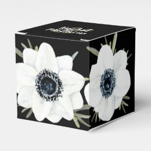 Svartvit anemoner Blommigt för vattenfärg Presentaskar