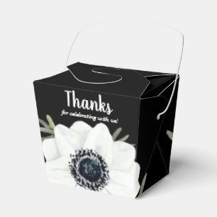 Svartvit anemoner Blommigt för vattenfärg Presentaskar