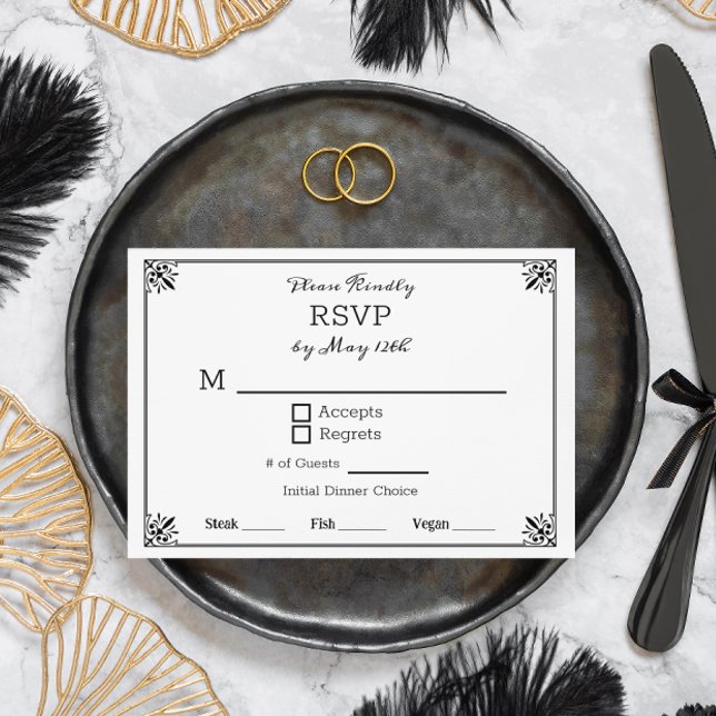 Svartvit animerad Bröllop OSA Inbjudningar (Skapare uppladdad)