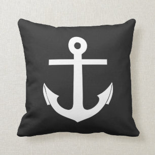 Svartvit ankare Nautical Kudde