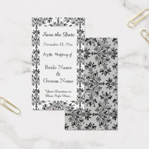 Svartvit Anpassningsbar för daisy Damask Spara dat Visitkort