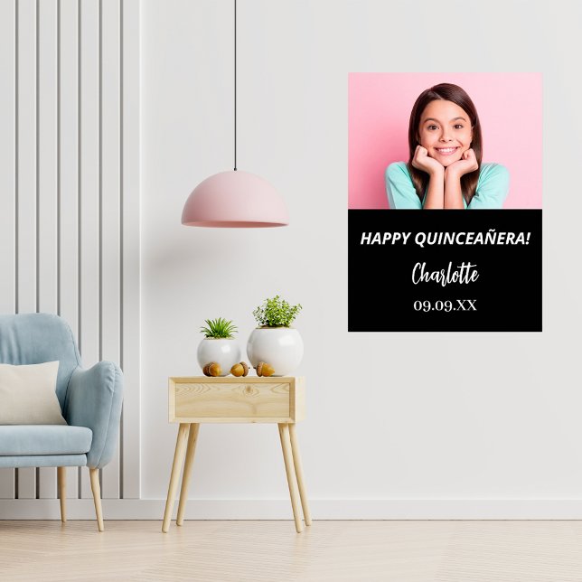 Svartvit anpassningsbar, foto Quinceanera party vä Poster (Skapare uppladdad)