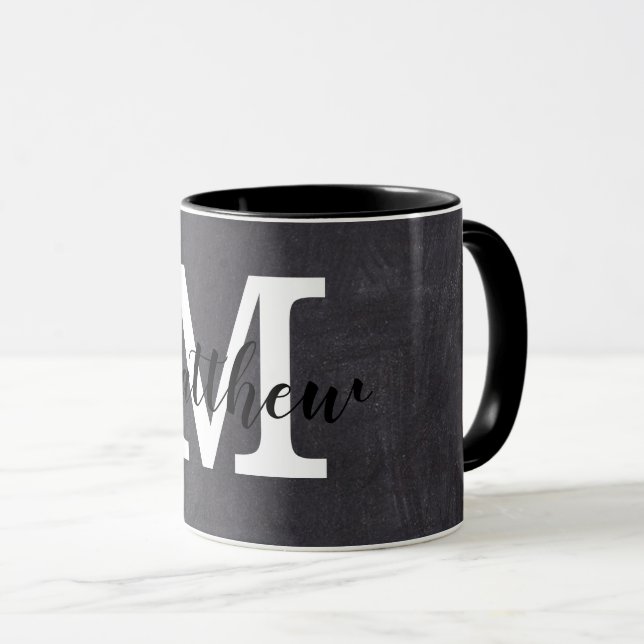 Svartvit Anpassningsbar i kretskort Monogram Namn Mugg (Framsida höger)