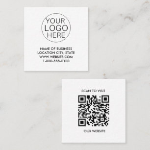 Svartvit Anpassningsbar, Logotyp och QR-kod Fyrkantigt Visitkort
