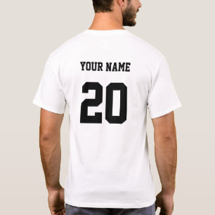 Svartvit Anpassningsbar nummer och Namn T Shirt