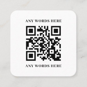 Svartvit Anpassningsbar QR-kod med Logotyp Fyrkantigt Visitkort
