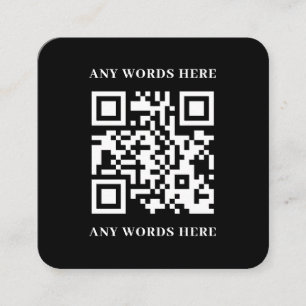 Svartvit Anpassningsbar QR-kod med Logotyp Fyrkantigt Visitkort
