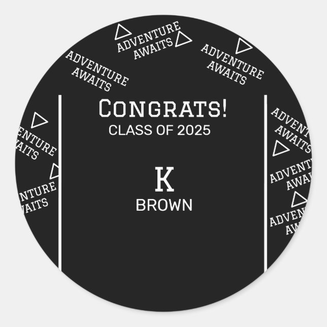 Svartvit Anpassningsbar Runt Klistermärke (Framsida)